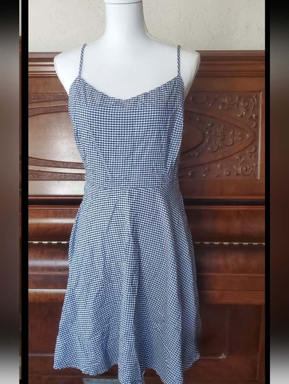 Blue Gingham Dress Size Large Vintage Dress Blue Dress y2k Old Navy Women Dress